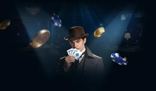 Host in a fedora with cards, Elitespin Casino welcome